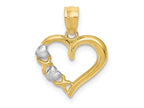 FJC Finejewelers 14 kt Yellow Gold w/White Rhodium Polished Heart and -X- Charm 19 x 15 mm