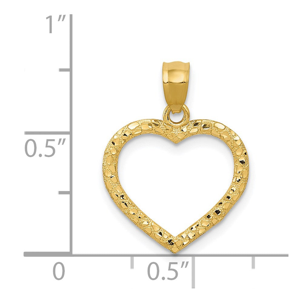 FJC Finejewelers 14 kt Yellow Gold Polished and Textured Open Heart Charm 21 x 15 mm