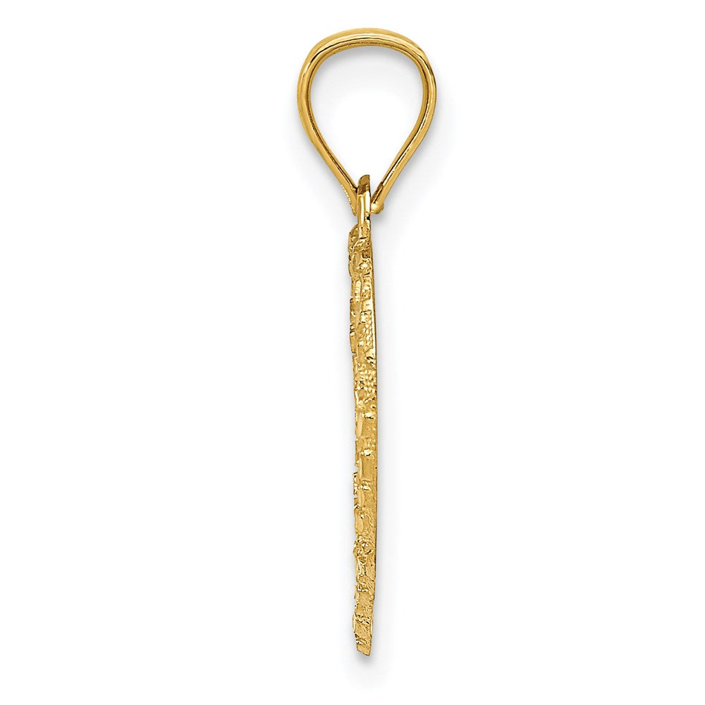 FJC Finejewelers 14 kt Yellow Gold Polished and Textured Open Heart Charm 21 x 15 mm