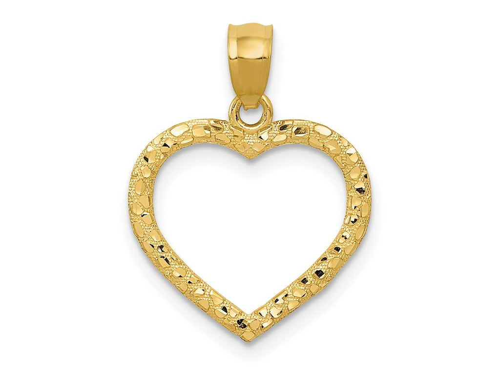 FJC Finejewelers 14 kt Yellow Gold Polished and Textured Open Heart Charm 21 x 15 mm