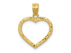 FJC Finejewelers 14 kt Yellow Gold Polished and Textured Open Heart Charm 21 x 15 mm