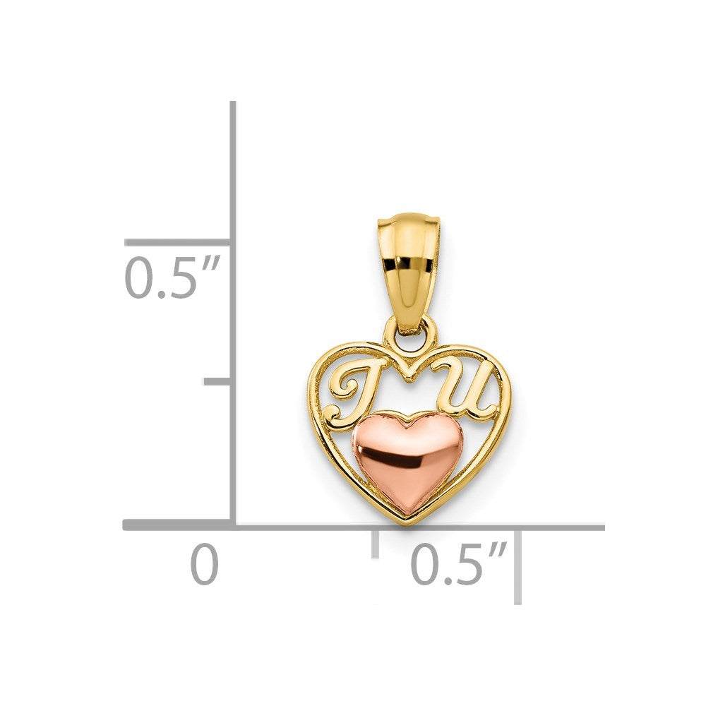 FJC Finejewelers 14 kt Two Tone Gold Two-tone Mini I LOVE U Charm 14 x 9 mm