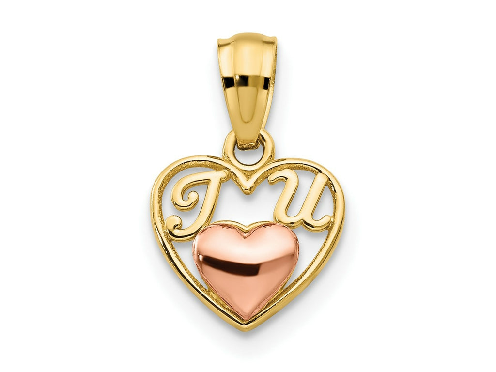 FJC Finejewelers 14 kt Two Tone Gold Two-tone Mini I LOVE U Charm 14 x 9 mm
