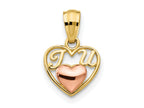FJC Finejewelers 14 kt Two Tone Gold Two-tone Mini I LOVE U Charm 14 x 9 mm