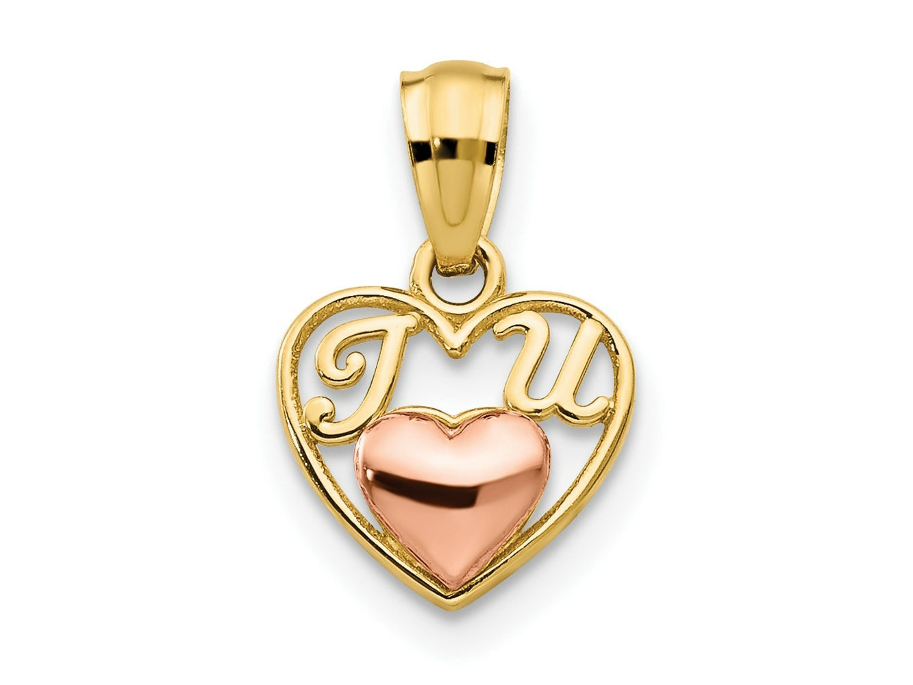 FJC Finejewelers 14 kt Two Tone Gold Two-tone Mini I LOVE U Charm 14 x 9 mm