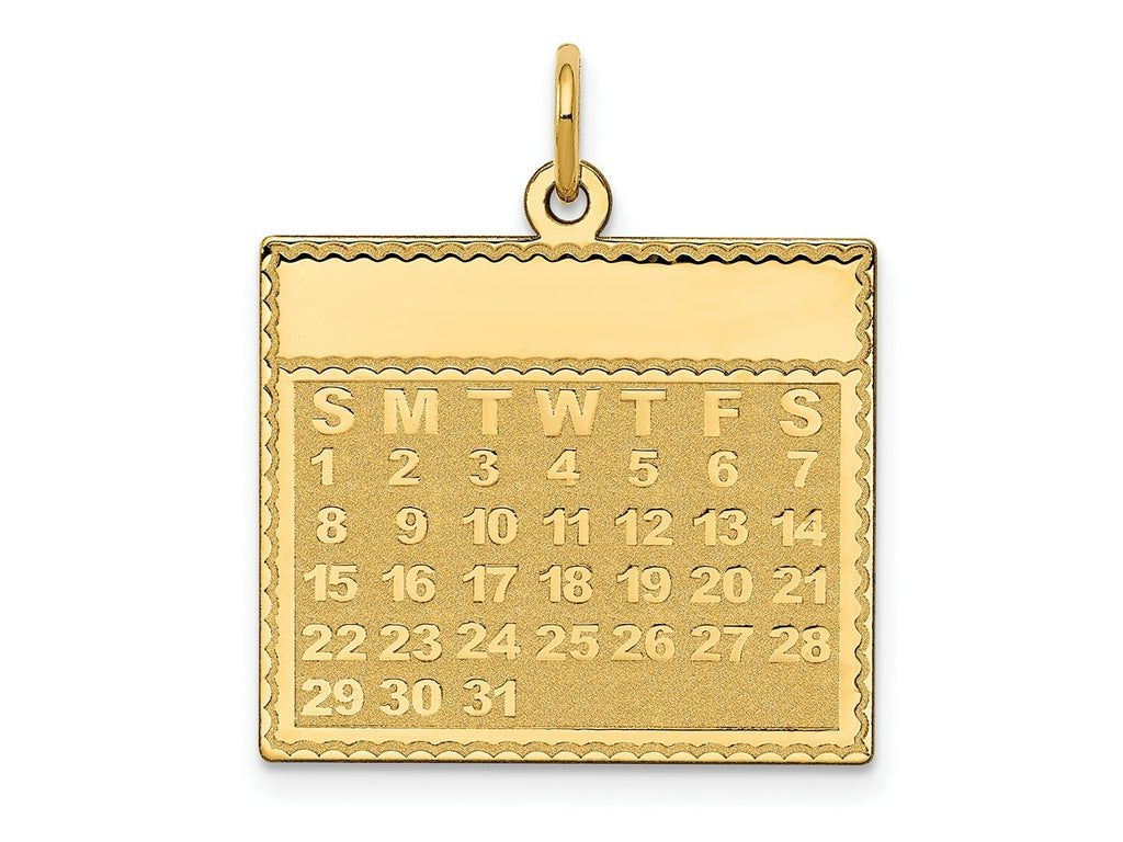 FJC Finejewelers 14 kt Yellow Gold Sunday the First Day Calendar Charm 26 x 22 mm
