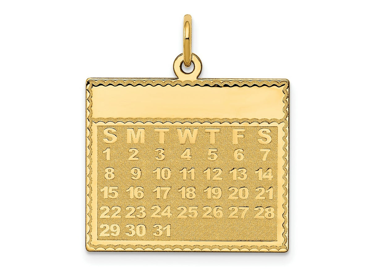 FJC Finejewelers 14 kt Yellow Gold Sunday the First Day Calendar Charm 26 x 22 mm
