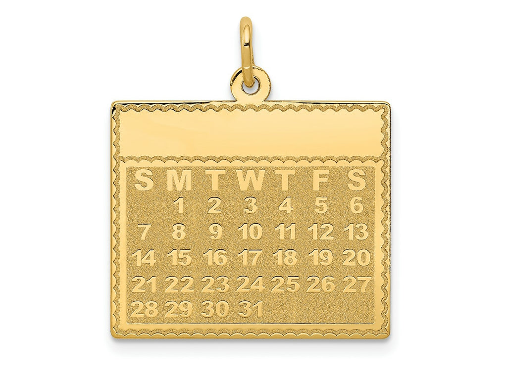 FJC Finejewelers 14 kt Yellow Gold Monday the First Day Calendar Charm 26 x 22 mm