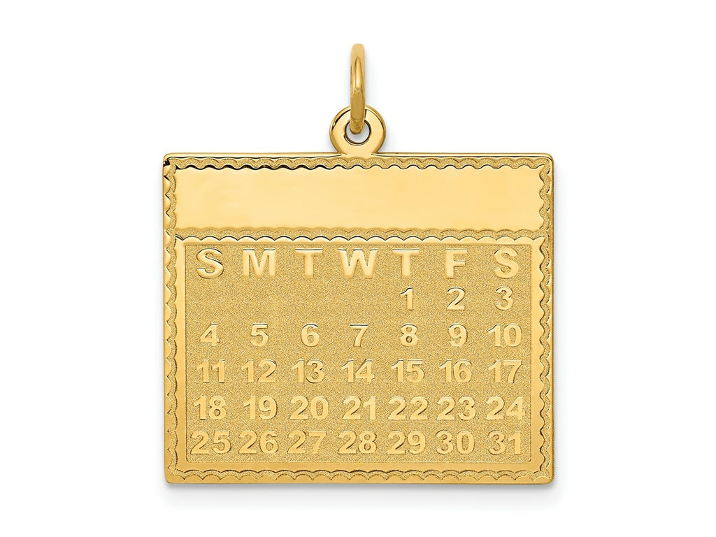 FJC Finejewelers 14 kt Yellow Gold Thursday the First Day Calendar Charm 26 x 22 mm