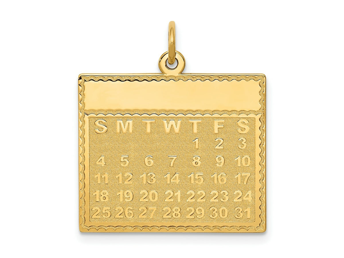 FJC Finejewelers 14 kt Yellow Gold Thursday the First Day Calendar Charm 26 x 22 mm