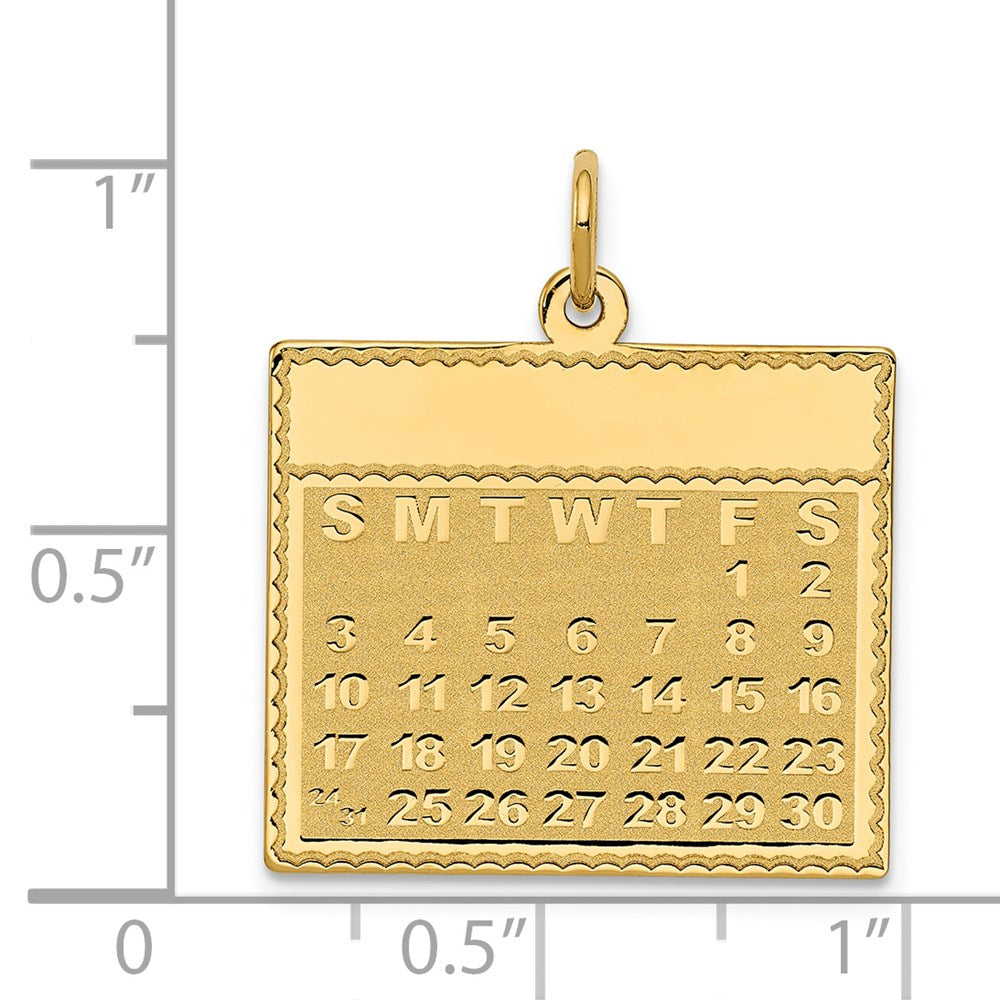FJC Finejewelers 14 kt Yellow Gold Friday the First Day Calendar Charm 26 x 22 mm