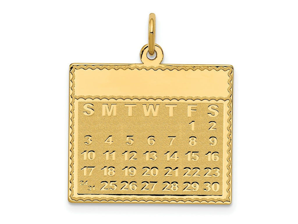 FJC Finejewelers 14 kt Yellow Gold Friday the First Day Calendar Charm 26 x 22 mm