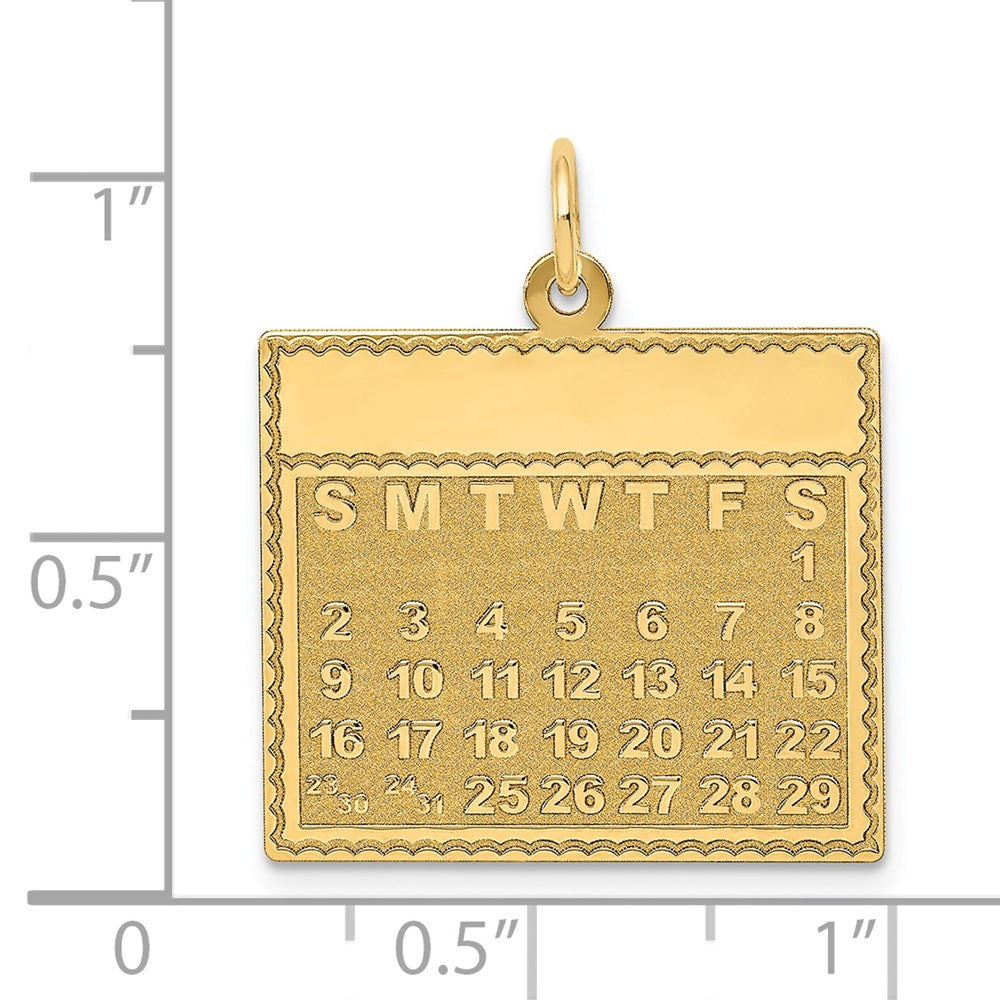 FJC Finejewelers 14 kt Yellow Gold Saturday the First Day Calendar Charm 26 x 22 mm