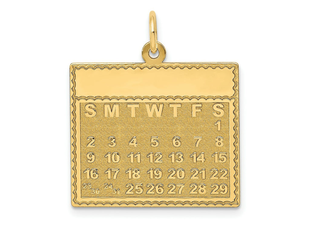 FJC Finejewelers 14 kt Yellow Gold Saturday the First Day Calendar Charm 26 x 22 mm