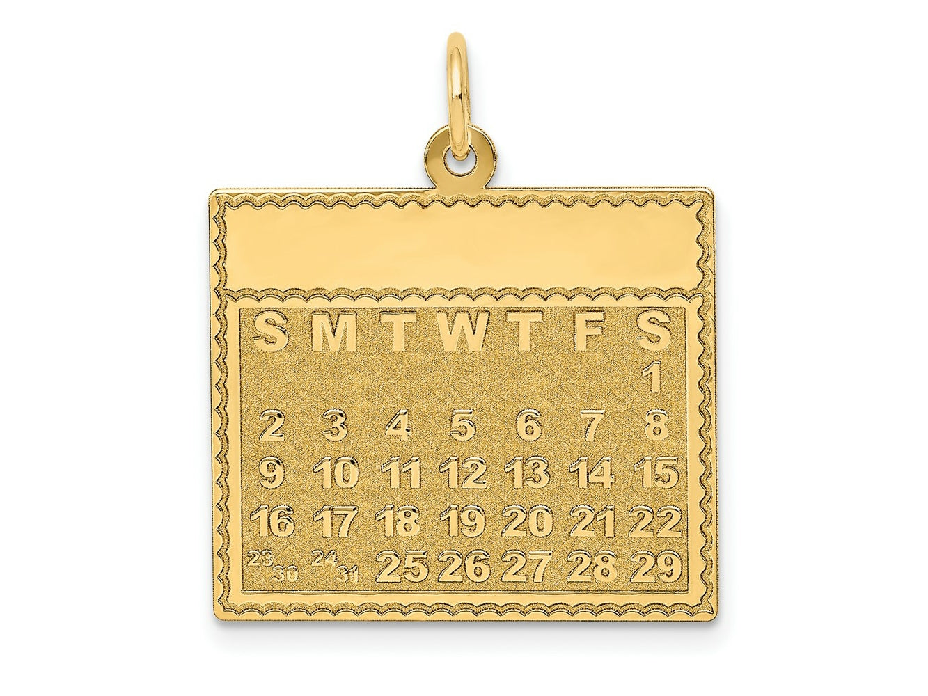 FJC Finejewelers 14 kt Yellow Gold Saturday the First Day Calendar Charm 26 x 22 mm