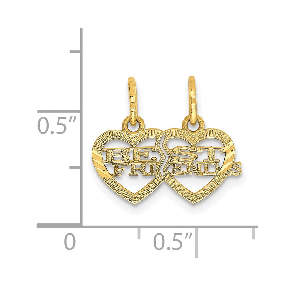 FJC Finejewelers 14 kt Yellow Gold Double Heart BEST FRIENDS Break-apart Charm 13 x 16 mm