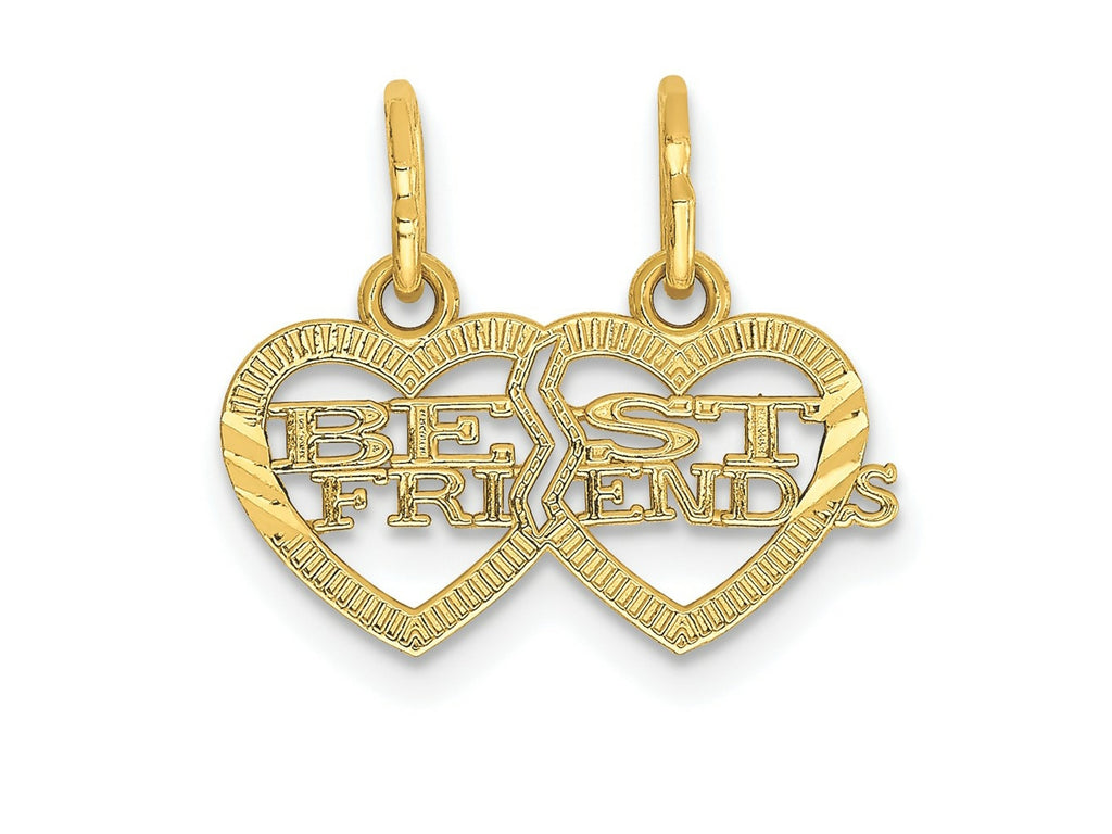 FJC Finejewelers 14 kt Yellow Gold Double Heart BEST FRIENDS Break-apart Charm 13 x 16 mm