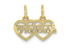 FJC Finejewelers 14 kt Yellow Gold Double Heart BEST FRIENDS Break-apart Charm 13 x 16 mm