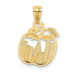 FJC Finejewelers 14 kt Yellow Gold with White Rhodium Cut-out New York Skyline in Apple Charm 19 x 13 mm