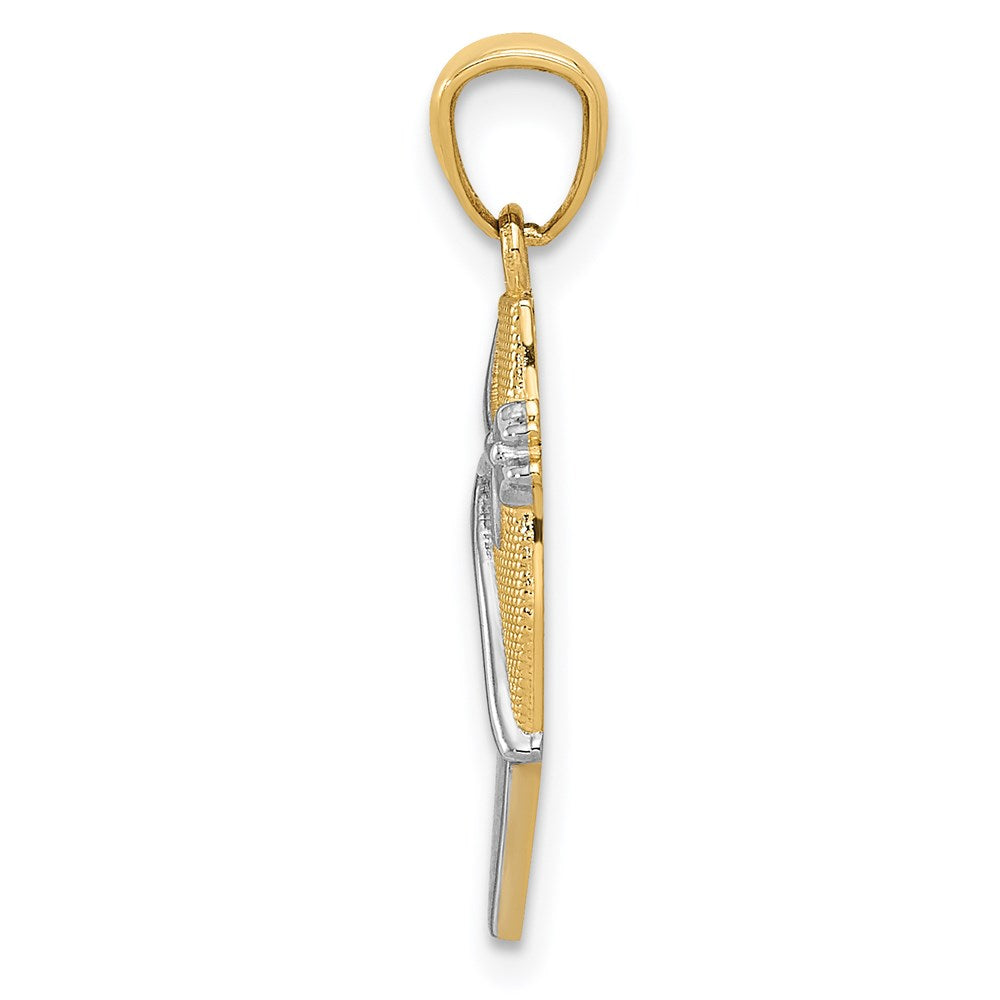 FJC Finejewelers 14 kt Yellow Gold with Rhodium Ballet Shoe Charm 25 x 6 mm