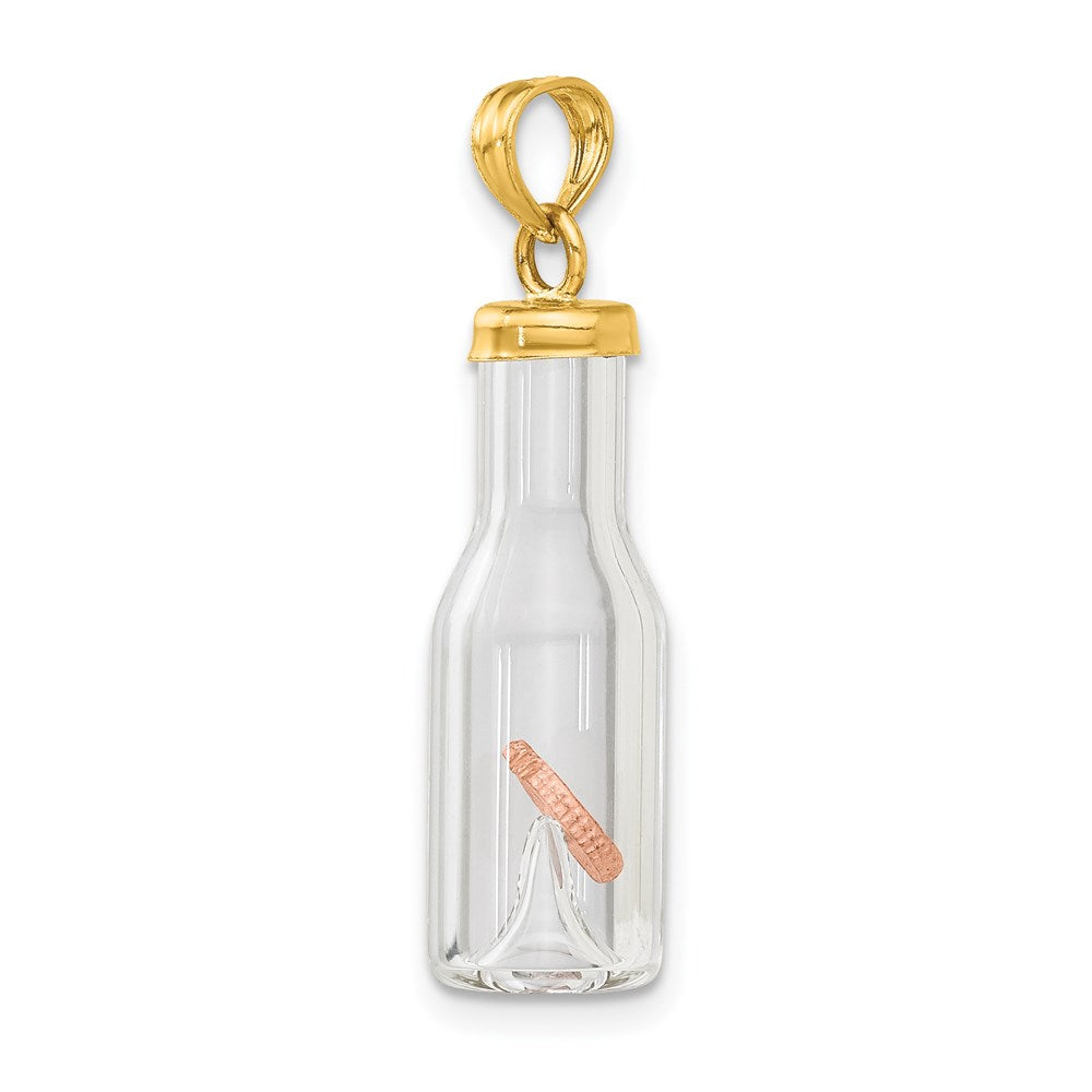FJC Finejewelers 14 kt Yellow Gold 3-D Mini Penny in Glass Bottle Charm 32 x 8 mm