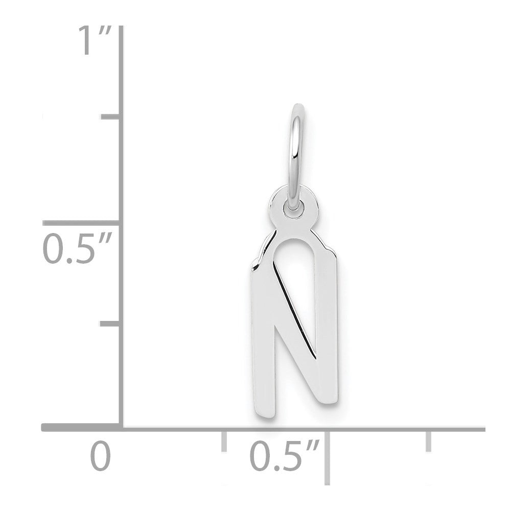 FJC Finejewelers 14 kt White Gold Small Slanted Block Letter N Initial Charm