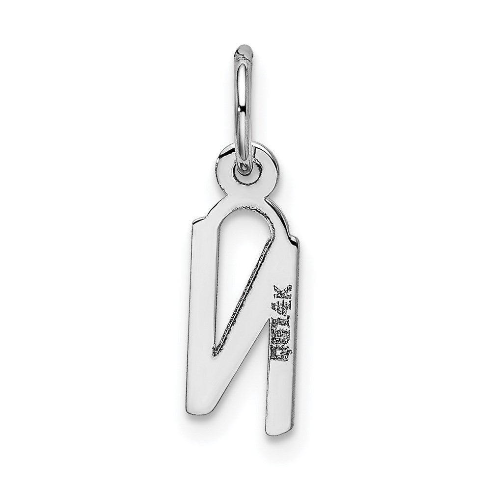 FJC Finejewelers 14 kt White Gold Small Slanted Block Letter N Initial Charm