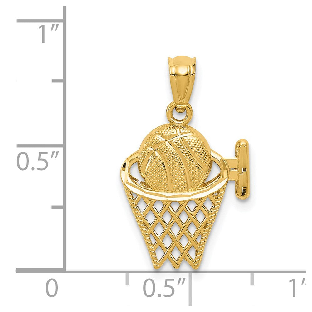 FJC Finejewelers 14 kt Yellow Gold Basketball in the Net Charm 21 x 13 mm