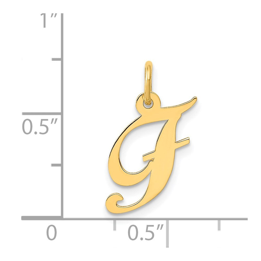 FJC Finejewelers 14 kt Yellow Gold Small Fancy Script Letter F Initial Charm