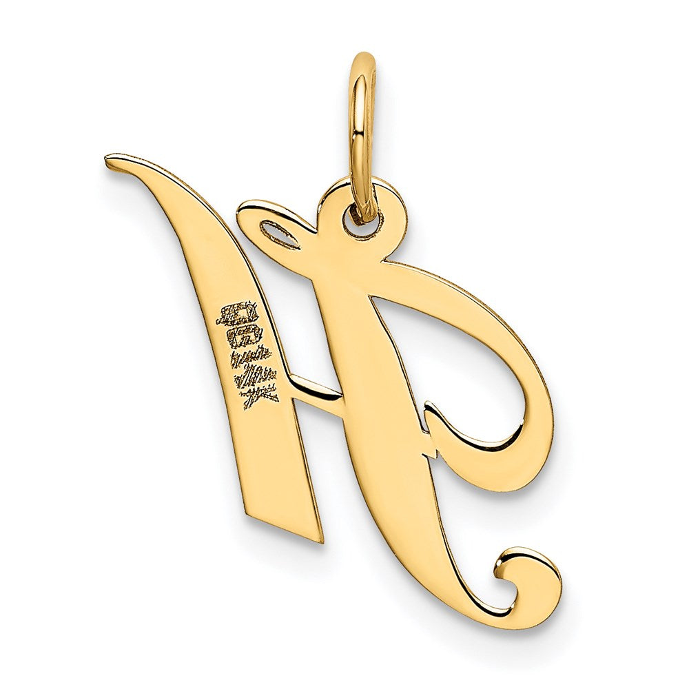 FJC Finejewelers 14 kt Yellow Gold Small Fancy Script Letter H Initial Charm