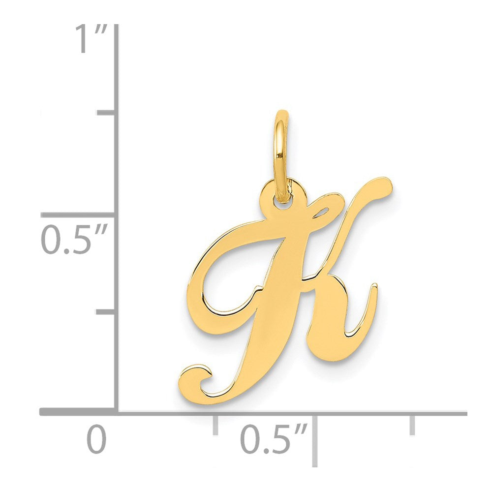 FJC Finejewelers 14 kt Yellow Gold Small Fancy Script Letter K Initial Charm