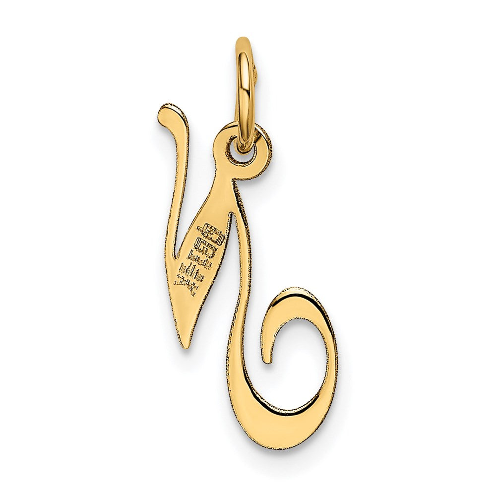 FJC Finejewelers 14 kt Yellow Gold Small Fancy Script Letter N Initial Charm