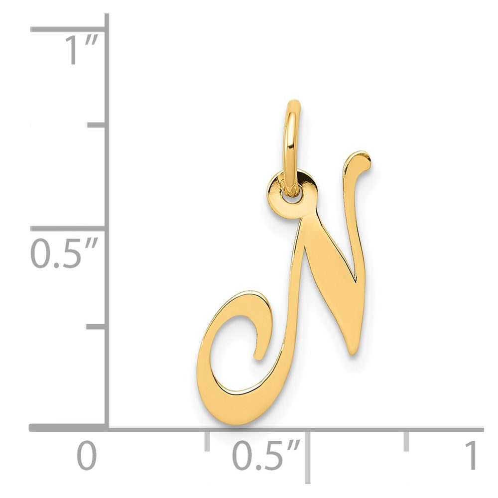 FJC Finejewelers 14 kt Yellow Gold Small Fancy Script Letter N Initial Charm