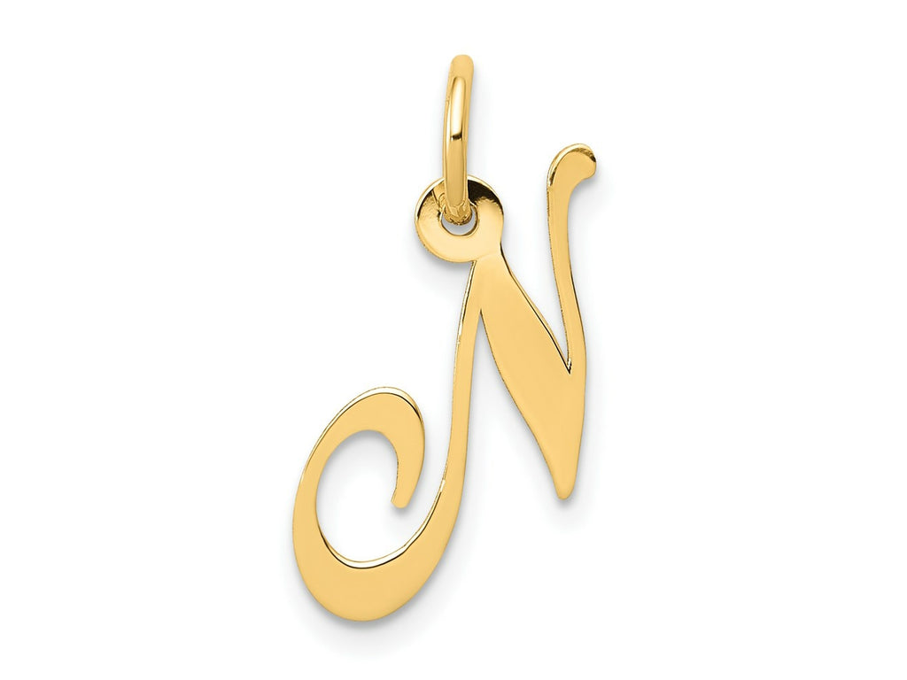 FJC Finejewelers 14 kt Yellow Gold Small Fancy Script Letter N Initial Charm