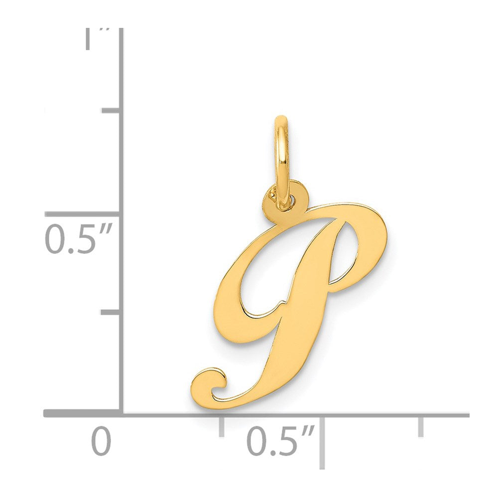 FJC Finejewelers 14 kt Yellow Gold Small Fancy Script Letter P Initial Charm