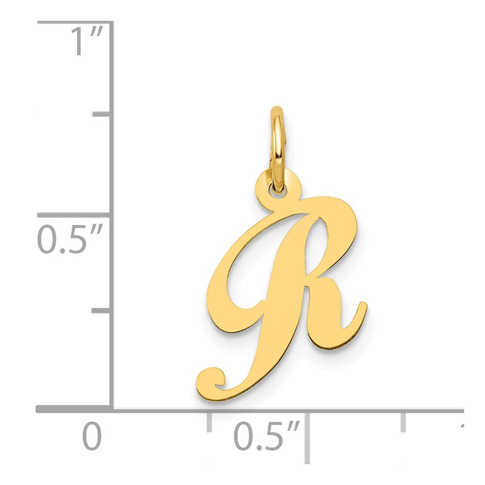 FJC Finejewelers 14 kt Yellow Gold Small Fancy Script Letter R Initial Charm