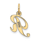 FJC Finejewelers 14 kt Yellow Gold Small Fancy Script Letter R Initial Charm