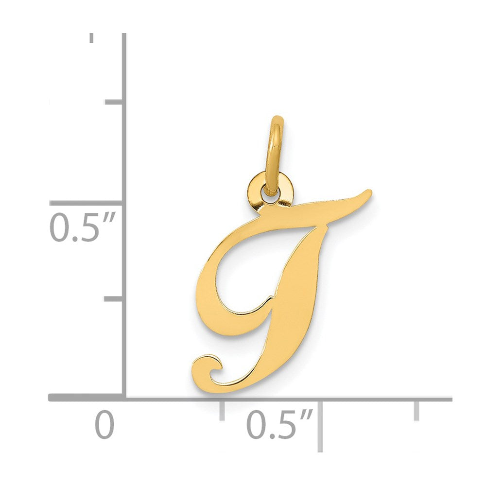 FJC Finejewelers 14 kt Yellow Gold Small Fancy Script Letter T Initial Charm