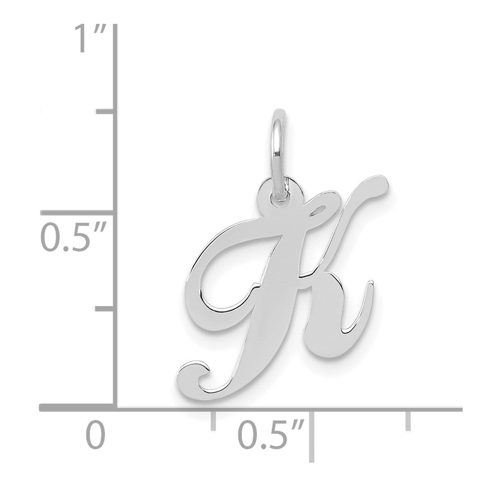 FJC Finejewelers 14 kt White Gold Small Fancy Script Letter K Initial Charm