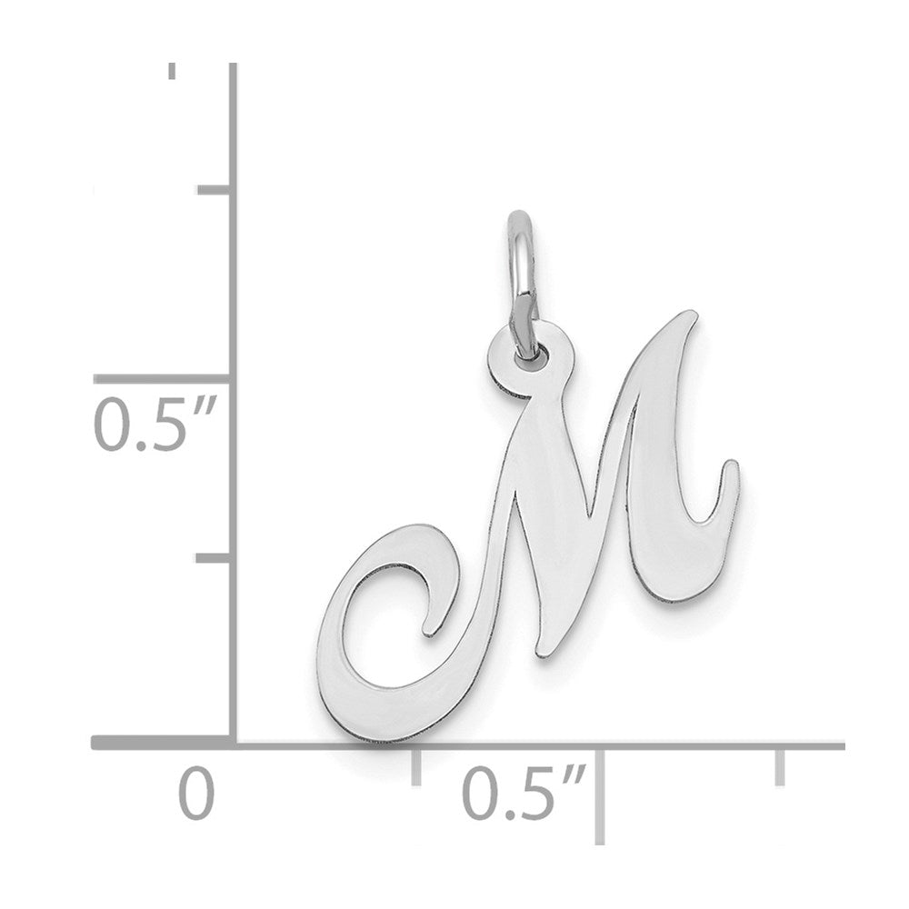 FJC Finejewelers 14 kt White Gold Small Fancy Script Letter M Initial Charm
