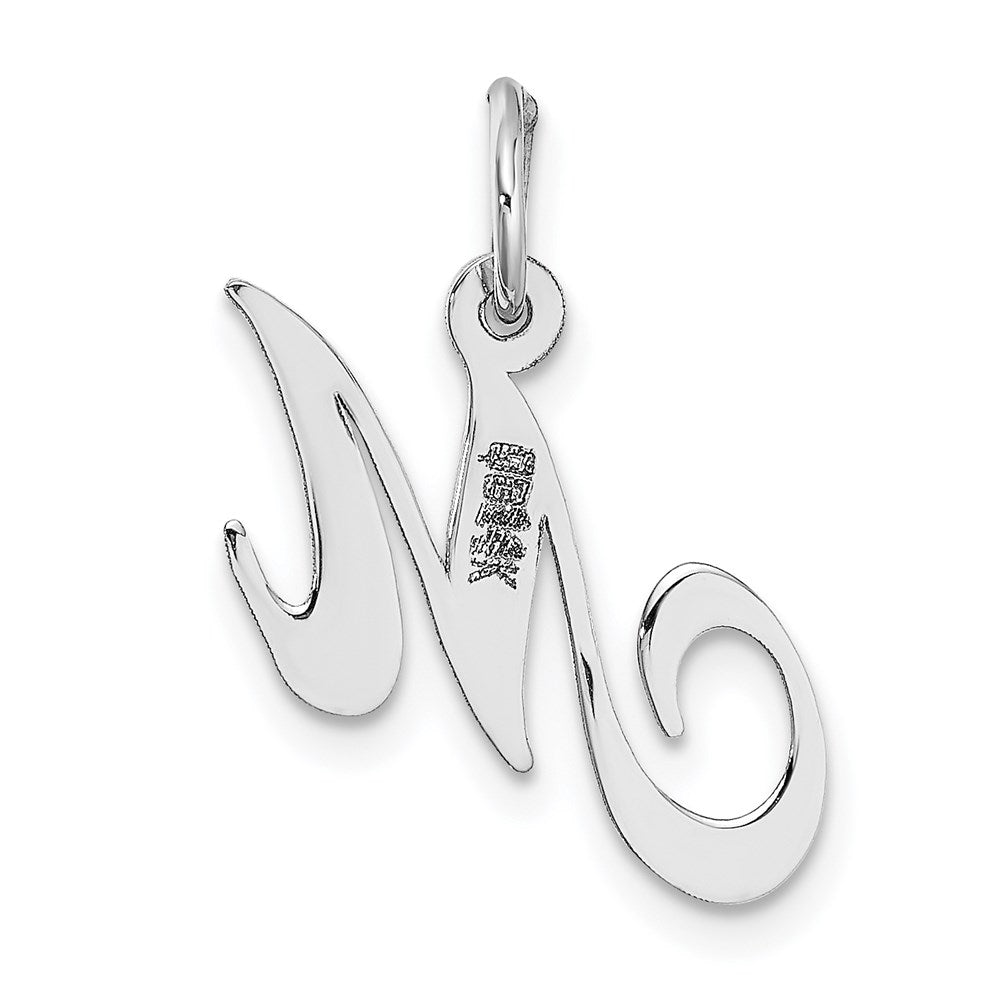FJC Finejewelers 14 kt White Gold Small Fancy Script Letter M Initial Charm