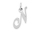FJC Finejewelers 14 kt White Gold Small Fancy Script Letter N Initial Charm