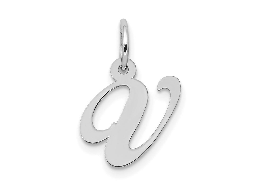 FJC Finejewelers 14 kt White Gold Small Fancy Script Letter V Initial Charm