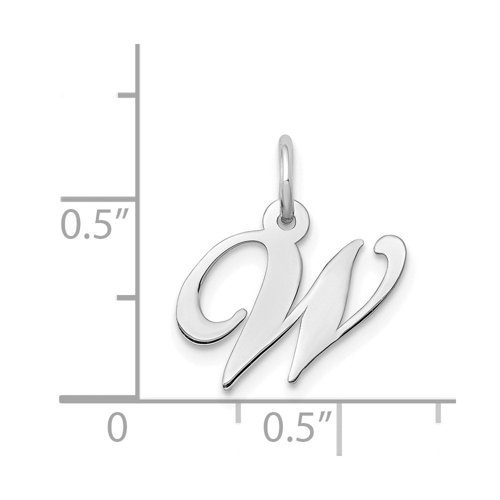 FJC Finejewelers 14 kt White Gold Small Fancy Script Letter W Initial Charm