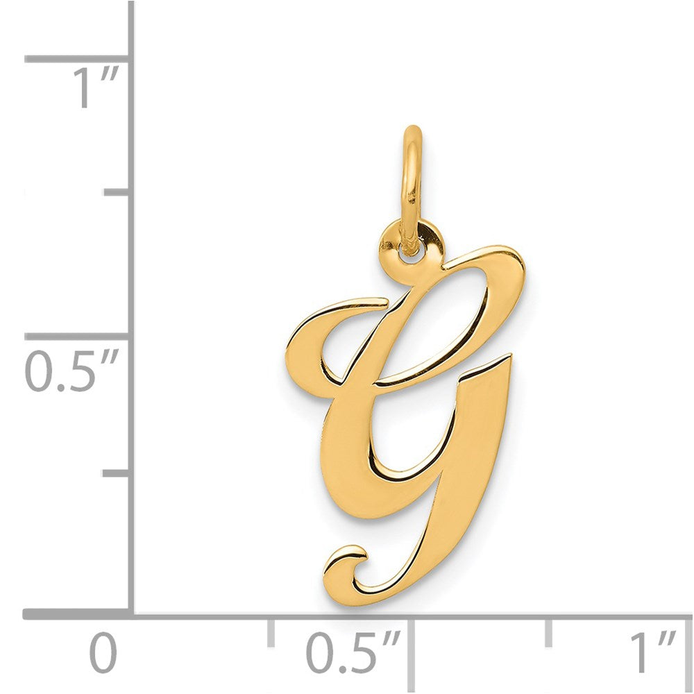 FJC Finejewelers 14 kt Yellow Gold Medium Fancy Script Letter G Initial Charm