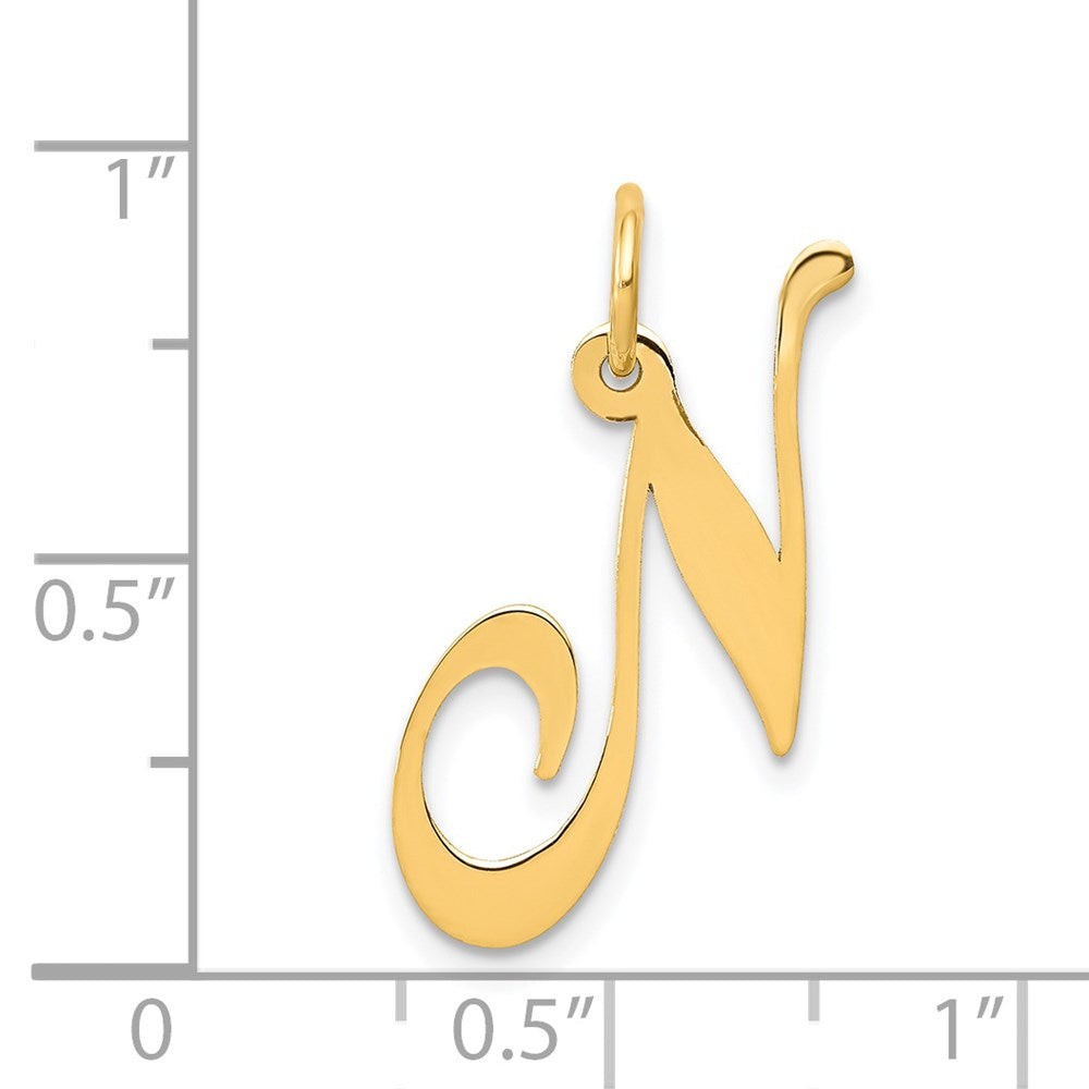 FJC Finejewelers 14 kt Yellow Gold Medium Fancy Script Letter N Initial Charm