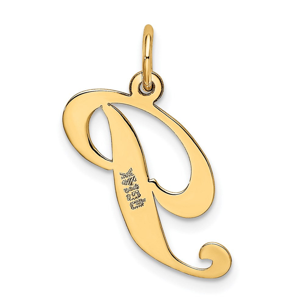 FJC Finejewelers 14 kt Yellow Gold Medium Fancy Script Letter P Initial Charm