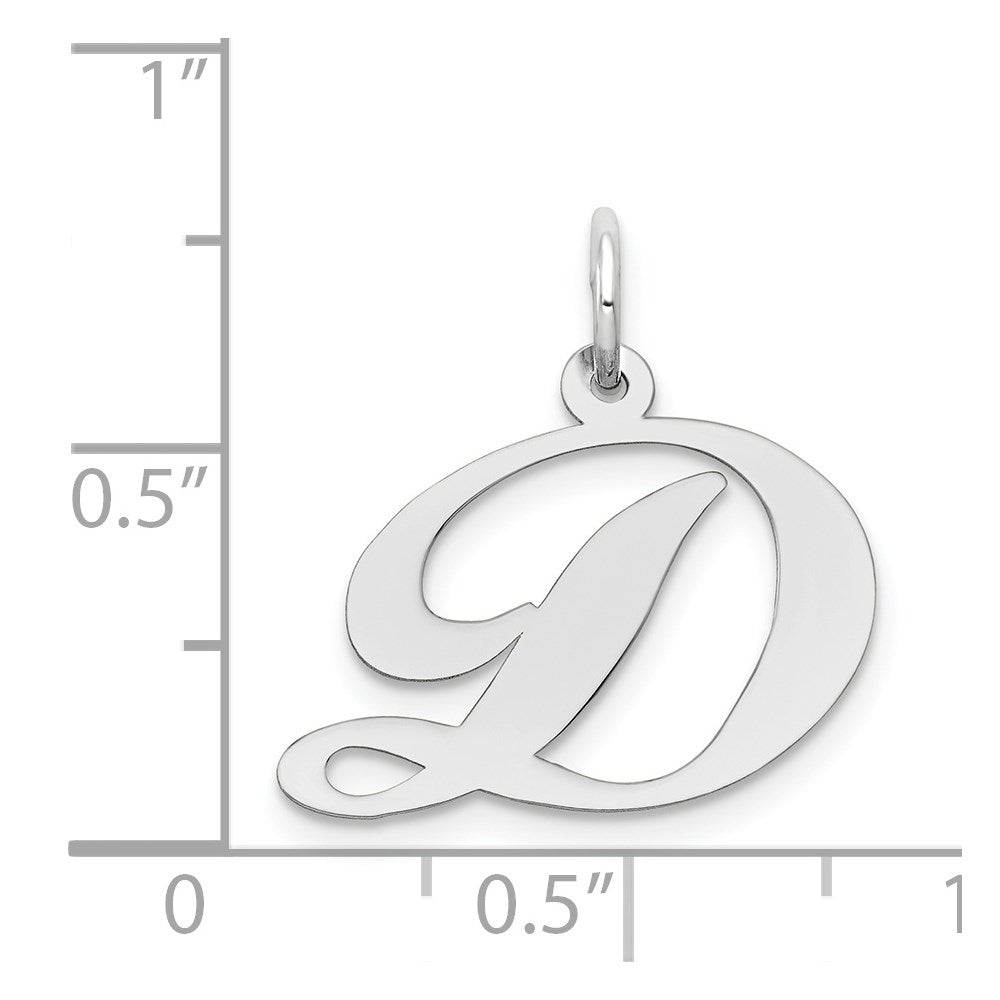 FJC Finejewelers 14 kt White Gold Medium Fancy Script Letter D Initial Charm 15 mm x 19 mm