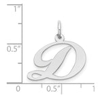 FJC Finejewelers 14 kt White Gold Medium Fancy Script Letter D Initial Charm 15 mm x 19 mm