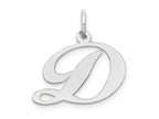 FJC Finejewelers 14 kt White Gold Medium Fancy Script Letter D Initial Charm 15 mm x 19 mm